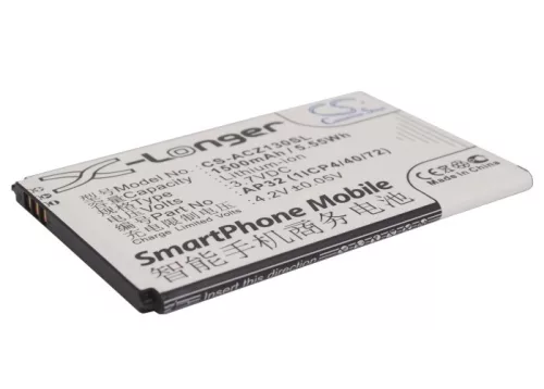 Acer VK365072AR helyettesítő mobiltelefon akkumulátor (Li-ion, 3.7V, 1500mAh / 5.55Wh) - Utángyártott