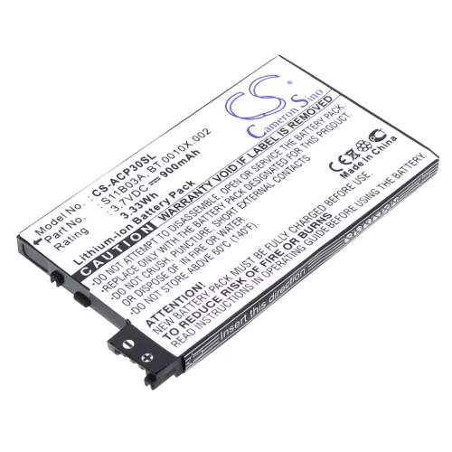 Acer S11B03B helyettesítő mobiltelefon akkumulátor (Li-ion, 3.7V, 900mAh / 3.33Wh) - Utángyártott