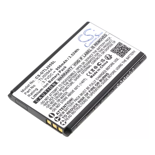 Alcatel TLI009AA helyettesítő mobiltelefon akkumulátor (Li-ion, 3.7V, 950mAh / 3.52Wh) - Utángyártott