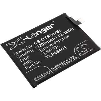   Alcatel TLP034G1 helyettesítő mobiltelefon akkumulátor (Li-Polymer, 3.85V, 3200mAh / 12.32Wh) - Utángyártott