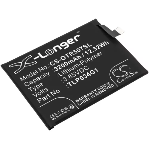 Alcatel TLP034G1 helyettesítő mobiltelefon akkumulátor (Li-Polymer, 3.85V, 3200mAh / 12.32Wh) - Utángyártott