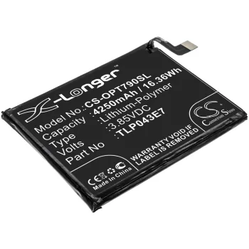   Alcatel TLP043E7 helyettesítő mobiltelefon akkumulátor (Li-Polymer, 3.85V, 4250mAh / 16.36Wh) - Utángyártott