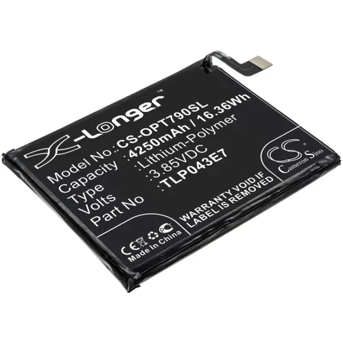 Alcatel TLP043E7 helyettesítő mobiltelefon akkumulátor (Li-Polymer, 3.85V, 4250mAh / 16.36Wh) - Utángyártott