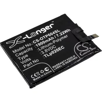   Alcatel TLp020EC helyettesítő mobiltelefon akkumulátor (Li-Polymer, 3.8V, 1900mAh / 7.22Wh) - Utángyártott