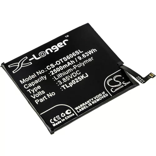 Alcatel TLp025KJ helyettesítő mobiltelefon akkumulátor (Li-Polymer, 3.85V, 2500mAh / 9.63Wh) - Utángyártott