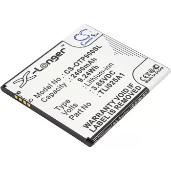   Alcatel TLi025A1 helyettesítő mobiltelefon akkumulátor (Li-ion, 3.85V, 2400mAh / 9.24Wh) - Utángyártott
