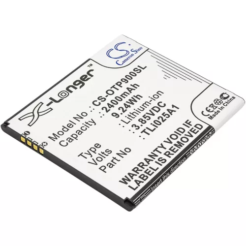 Alcatel TLi025A1 helyettesítő mobiltelefon akkumulátor (Li-ion, 3.85V, 2400mAh / 9.24Wh) - Utángyártott