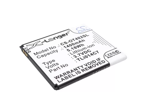Alcatel TLP020A2 helyettesítő mobiltelefon akkumulátor (Li-ion, 3.7V, 1400mAh / 5.18Wh) - Utángyártott