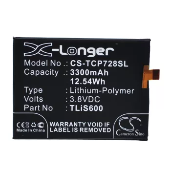   TCL TLiS600 helyettesítő mobiltelefon akkumulátor (Li-Polymer, 3.8V, 3300mAh / 12.54Wh) - Utángyártott