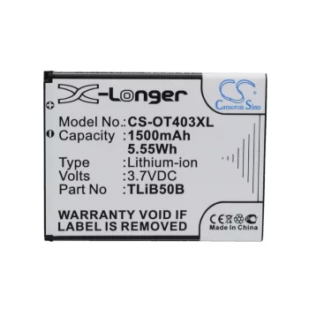   Alcatel TLiB50B helyettesítő mobiltelefon akkumulátor (Li-ion, 3.7V, 1500mAh / 5.55Wh) - Utángyártott