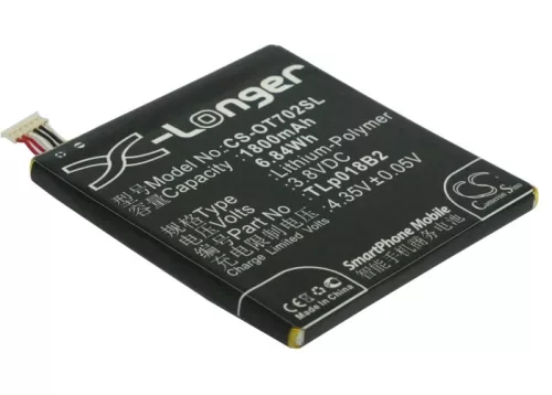 Alcatel TLp018B4 helyettesítő mobiltelefon akkumulátor (Li-Polymer, 3.8V, 1800mAh / 6.84Wh) - Utángyártott