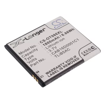   Alcatel TLiB5AC helyettesítő mobiltelefon akkumulátor (Li-ion, 3.7V, 1800mAh / 6.66Wh) - Utángyártott