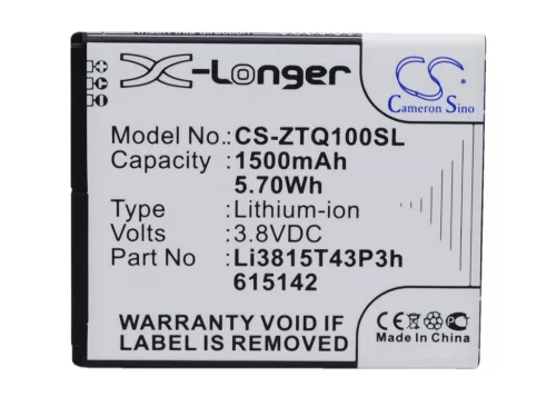 ZTE Li3815T43P3h615142-I helyettesítő mobiltelefon akkumulátor (Li-ion, 3.8V, 1500mAh / 5.70Wh) - Utángyártott