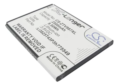 ZTE Li3825T43P3h775549 helyettesítő mobiltelefon akkumulátor (Li-ion, 3.8V, 2500mAh / 9.50Wh) - Utángyártott