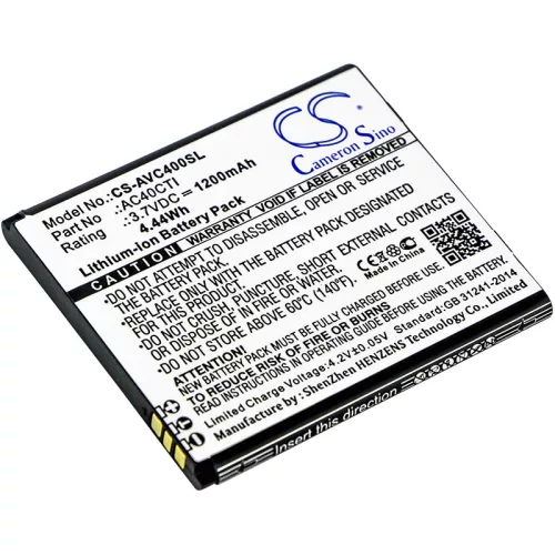 Archos AC40CTI helyettesítő mobiltelefon akkumulátor (Li-ion, 3.7V, 1200mAh / 4.44Wh) - Utángyártott