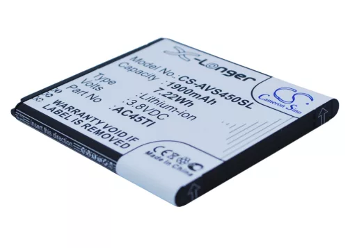 Archos AC45TI helyettesítő mobiltelefon akkumulátor (Li-ion, 3.8V, 1900mAh / 7.22Wh) - Utángyártott