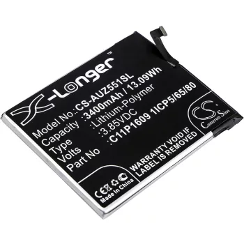   Asus C11P1609 1ICP5/65/80 helyettesítő mobiltelefon akkumulátor (Li-Polymer, 3.85V, 3400mAh / 13.09Wh) - Utángyártott
