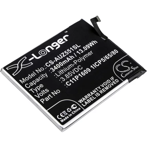 Asus C11P1609 1ICP5/65/80 helyettesítő mobiltelefon akkumulátor (Li-Polymer, 3.85V, 3400mAh / 13.09Wh) - Utángyártott