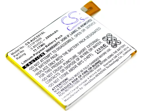 Asus C11P1606 helyettesítő mobiltelefon akkumulátor (Li-Polymer, 3.85V, 2900mAh / 11.17Wh) - Utángyártott
