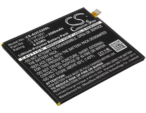 Asus C11P1601 helyettesítő mobiltelefon akkumulátor (Li-Polymer, 3.85V, 2500mAh / 9.63Wh) - Utángyártott