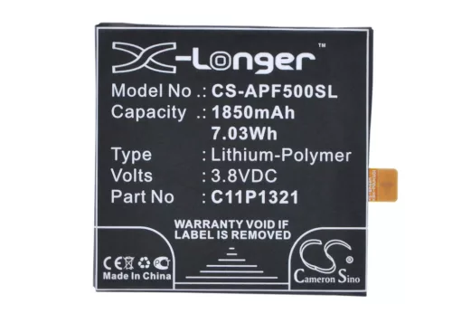 Asus C11P1321 helyettesítő mobiltelefon akkumulátor (Li-Polymer, 3.8V, 1850mAh / 7.03Wh) - Utángyártott