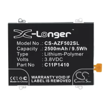   Asus C11P1410 helyettesítő mobiltelefon akkumulátor (Li-Polymer, 3.8V, 2500mAh / 9.50Wh) - Utángyártott