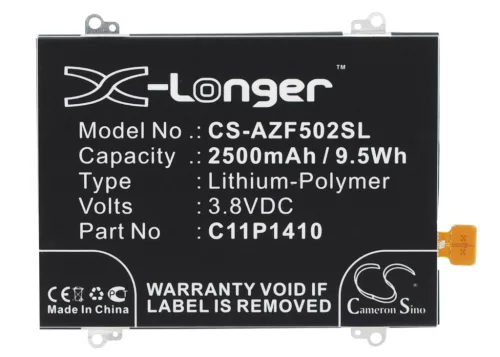 Asus C11P1410 helyettesítő mobiltelefon akkumulátor (Li-Polymer, 3.8V, 2500mAh / 9.50Wh) - Utángyártott