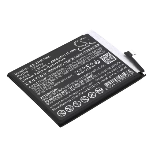 AT&T 386786 helyettesítő mobiltelefon akkumulátor (Li-Polymer, 3.85V, 4000mAh / 15.4Wh) - Utángyártott