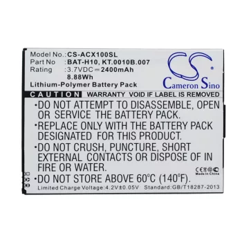   Acer KT.0010B.007 helyettesítő mobiltelefon akkumulátor (Li-Polymer, 3.7V, 2400mAh / 8.88Wh) - Utángyártott