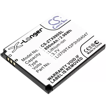  ZTE Li3709T42P3h504047-H helyettesítő mobiltelefon akkumulátor (Li-ion, 3.7V, 800mAh / 2.96Wh) - Utángyártott