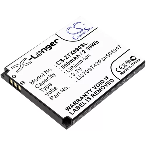 ZTE Li3709T42P3h504047-H helyettesítő mobiltelefon akkumulátor (Li-ion, 3.7V, 800mAh / 2.96Wh) - Utángyártott