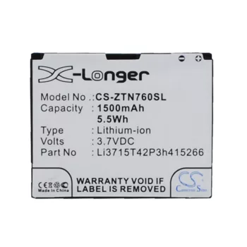   ZTE Li3715T42P3h415266 helyettesítő mobiltelefon akkumulátor (Li-ion, 3.7V, 1500mAh / 5.55Wh) - Utángyártott