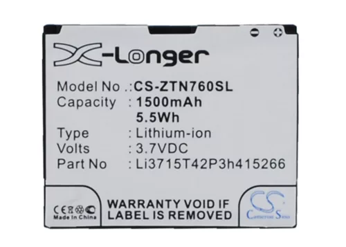 ZTE Li3715T42P3h415266 helyettesítő mobiltelefon akkumulátor (Li-ion, 3.7V, 1500mAh / 5.55Wh) - Utángyártott