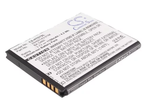 HTC BD29100 helyettesítő mobiltelefon akkumulátor (Li-ion, 3.7V, 1150mAh / 4.26Wh) - Utángyártott