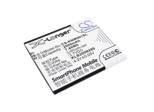 Modelo KLB200N289 helyettesítő mobiltelefon akkumulátor (Li-ion, 3.7V, 2000mAh / 7.40Wh) - Utángyártott