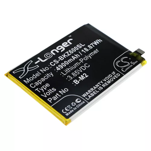 BBK B-M2 helyettesítő mobiltelefon akkumulátor (Li-Polymer, 3.85V, 4900mAh / 18.87Wh) - Utángyártott