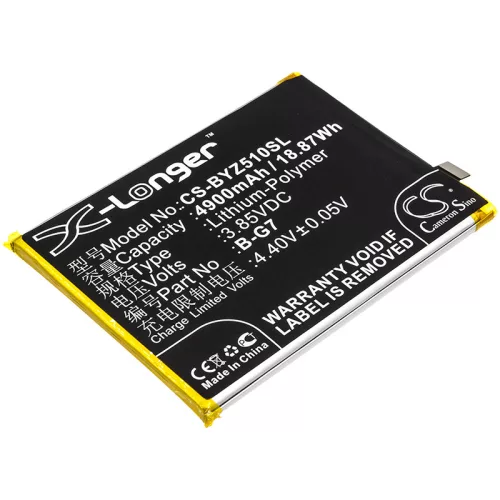 BBK B-G7 helyettesítő mobiltelefon akkumulátor (Li-Polymer, 3.85V, 4900mAh / 18.87Wh) - Utángyártott