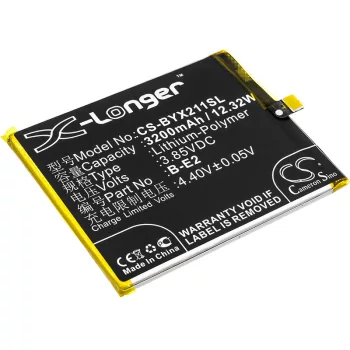   BBK B-E2 helyettesítő mobiltelefon akkumulátor (Li-Polymer, 3.85V, 3200mAh / 12.32Wh) - Utángyártott