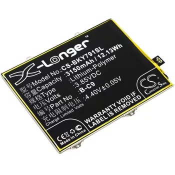   BBK B-C9 helyettesítő mobiltelefon akkumulátor (Li-Polymer, 3.85V, 3150mAh / 12.13Wh) - Utángyártott