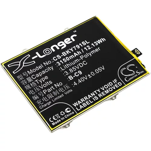 BBK B-C9 helyettesítő mobiltelefon akkumulátor (Li-Polymer, 3.85V, 3150mAh / 12.13Wh) - Utángyártott