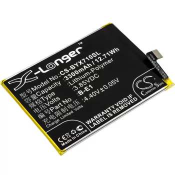  BBK BK-B-E1 helyettesítő mobiltelefon akkumulátor (Li-Polymer, 3.85V, 3300mAh / 12.71Wh) - Utángyártott