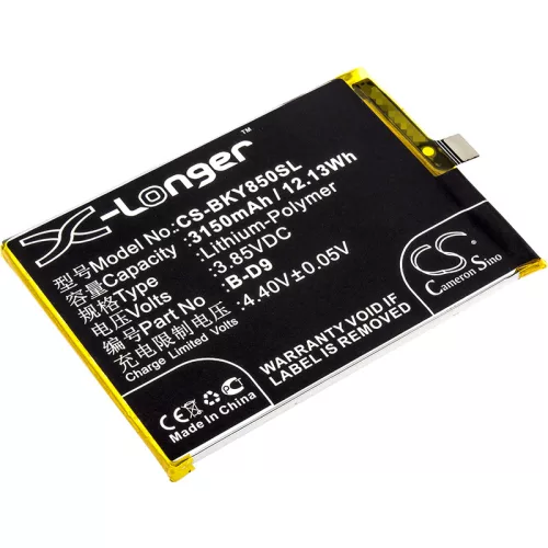 BBK B-D9 helyettesítő mobiltelefon akkumulátor (Li-Polymer, 3.85V, 3150mAh / 12.13Wh) - Utángyártott