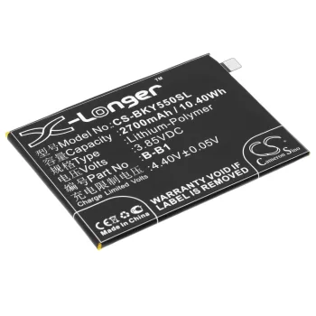   BBK B-B1 helyettesítő mobiltelefon akkumulátor (Li-Polymer, 3.85V, 2700mAh / 10.40Wh) - Utángyártott