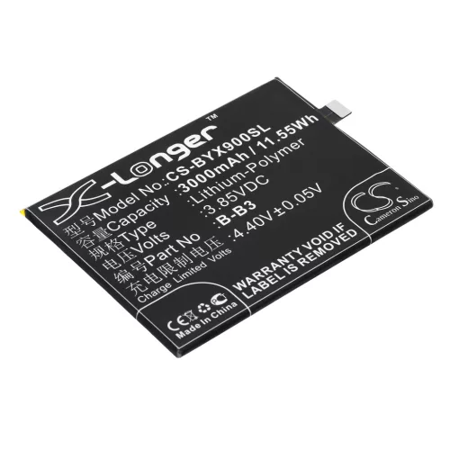 BBK B-B3 helyettesítő mobiltelefon akkumulátor (Li-Polymer, 3.85V, 3000mAh / 11.55Wh) - Utángyártott