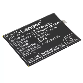   BBK B-B9 helyettesítő mobiltelefon akkumulátor (Li-Polymer, 3.85V, 3150mAh / 12.13Wh) - Utángyártott