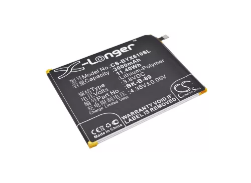 BBK BK-B-89 helyettesítő mobiltelefon akkumulátor (Li-Polymer, 3.8V, 3000mAh / 11.40Wh) - Utángyártott
