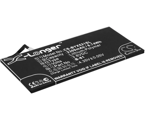 BBK BK-B-81 helyettesítő mobiltelefon akkumulátor (Li-Polymer, 3.8V, 2300mAh / 8.74Wh) - Utángyártott