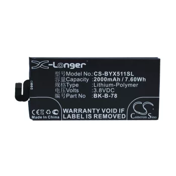   BBK BK-B-78 helyettesítő mobiltelefon akkumulátor (Li-Polymer, 3.8V, 2000mAh / 7.60Wh) - Utángyártott