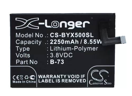BBK B-73 helyettesítő mobiltelefon akkumulátor (Li-Polymer, 3.8V, 2250mAh / 8.55Wh) - Utángyártott
