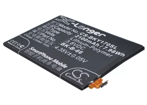BBK BK-B-66 helyettesítő mobiltelefon akkumulátor (Li-Polymer, 3.8V, 2100mAh / 7.98Wh) - Utángyártott